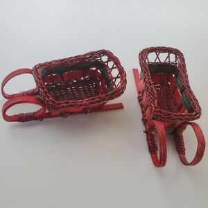 Vintage Handcrafted mini woven sleigh | set of 2